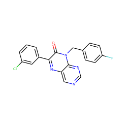 O=c1c(-c2cccc(Cl)c2)nc2cncnc2n1Cc1ccc(F)cc1 ZINC000004238432