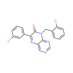 O=c1c(-c2cccc(Cl)c2)nc2cncnc2n1Cc1ccccc1Cl ZINC000004238204