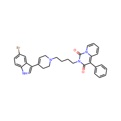 O=c1c(-c2ccccc2)c2ccccn2c(=O)n1CCCCN1CC=C(c2c[nH]c3ccc(Br)cc23)CC1 ZINC000299859637