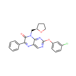 O=c1c(-c2ccccc2)nc2cnc(Oc3cccc(Cl)c3)nc2n1C[C@H]1CCCO1 ZINC000004238615