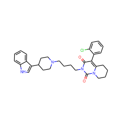 O=c1c(-c2ccccc2Cl)c2n(c(=O)n1CCCCN1CCC(c3c[nH]c4ccccc34)CC1)CCCC2 ZINC000045286009