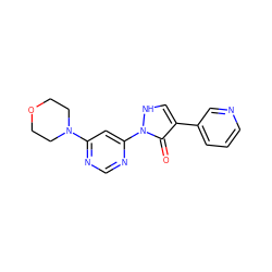 O=c1c(-c2cccnc2)c[nH]n1-c1cc(N2CCOCC2)ncn1 ZINC000043195335