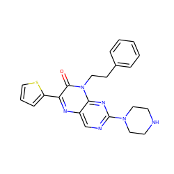 O=c1c(-c2cccs2)nc2cnc(N3CCNCC3)nc2n1CCc1ccccc1 ZINC000004238658