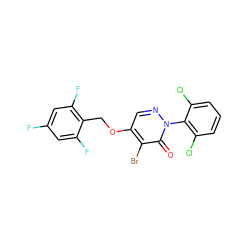 O=c1c(Br)c(OCc2c(F)cc(F)cc2F)cnn1-c1c(Cl)cccc1Cl ZINC000049783862