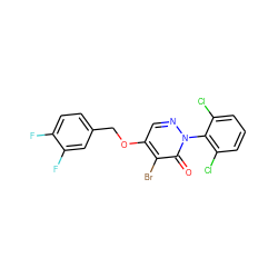 O=c1c(Br)c(OCc2ccc(F)c(F)c2)cnn1-c1c(Cl)cccc1Cl ZINC000038461159