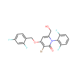 O=c1c(Br)c(OCc2ccc(F)cc2F)cc(CO)n1-c1c(F)cccc1F ZINC000072171954