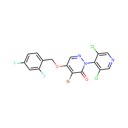 O=c1c(Br)c(OCc2ccc(F)cc2F)cnn1-c1c(Cl)cncc1Cl ZINC000049784993