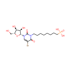 O=c1c(Br)cn([C@@H]2O[C@H](CO)[C@@H](O)[C@H]2O)c(=O)n1CCCCCCCCP(=O)(O)O ZINC000045357386