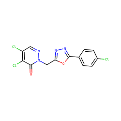O=c1c(Cl)c(Cl)cnn1Cc1nnc(-c2ccc(Cl)cc2)o1 ZINC000003344179