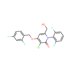 O=c1c(Cl)c(OCc2ccc(F)cc2F)cc(CO)n1-c1c(F)cccc1F ZINC000072171955