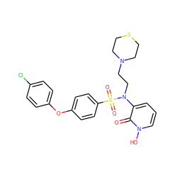 O=c1c(N(CCN2CCSCC2)S(=O)(=O)c2ccc(Oc3ccc(Cl)cc3)cc2)cccn1O ZINC000029128767