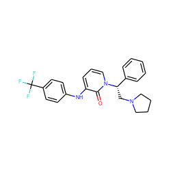 O=c1c(Nc2ccc(C(F)(F)F)cc2)cccn1[C@@H](CN1CCCC1)c1ccccc1 ZINC000013488455