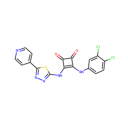 O=c1c(Nc2ccc(Cl)c(Cl)c2)c(Nc2nnc(-c3ccncc3)s2)c1=O ZINC000101698263