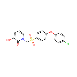 O=c1c(O)cccn1CS(=O)(=O)c1ccc(Oc2ccc(Cl)cc2)cc1 ZINC000029130074