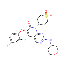 O=c1c(Oc2ccc(F)cc2F)cc2cnc(NC3CCOCC3)nc2n1C1CCS(=O)(=O)CC1 ZINC000071316549