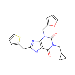 O=c1c2[nH]c(Cc3cccs3)nc2n(Cc2ccco2)c(=O)n1CC1CC1 ZINC000045366926