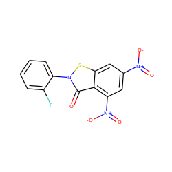 O=c1c2c([N+](=O)[O-])cc([N+](=O)[O-])cc2sn1-c1ccccc1F ZINC000004689447