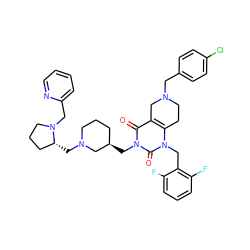 O=c1c2c(n(Cc3c(F)cccc3F)c(=O)n1C[C@@H]1CCCN(C[C@@H]3CCCN3Cc3ccccn3)C1)CCN(Cc1ccc(Cl)cc1)C2 ZINC000028864266