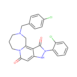 O=c1c2c3n(c(=O)cc2[nH]n1-c1ccccc1Cl)CCCN(Cc1ccc(Cl)cc1)C3 ZINC000073276548