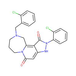 O=c1c2c3n(c(=O)cc2[nH]n1-c1ccccc1Cl)CCCN(Cc1ccccc1Cl)C3 ZINC000073258843