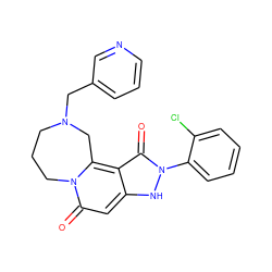 O=c1c2c3n(c(=O)cc2[nH]n1-c1ccccc1Cl)CCCN(Cc1cccnc1)C3 ZINC000073197943