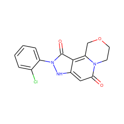 O=c1c2c3n(c(=O)cc2[nH]n1-c1ccccc1Cl)CCOC3 ZINC000073197945