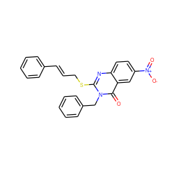 O=c1c2cc([N+](=O)[O-])ccc2nc(SC/C=C/c2ccccc2)n1Cc1ccccc1 ZINC000049069934