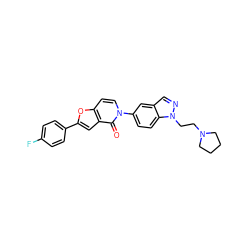 O=c1c2cc(-c3ccc(F)cc3)oc2ccn1-c1ccc2c(cnn2CCN2CCCC2)c1 ZINC000064559086