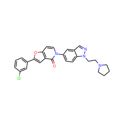 O=c1c2cc(-c3cccc(Cl)c3)oc2ccn1-c1ccc2c(cnn2CCN2CCCC2)c1 ZINC000043198507