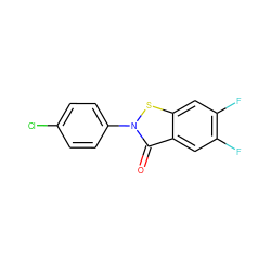 O=c1c2cc(F)c(F)cc2sn1-c1ccc(Cl)cc1 ZINC000072175189