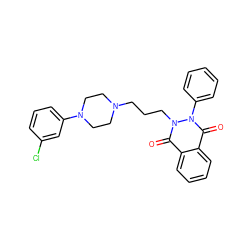 O=c1c2ccccc2c(=O)n(-c2ccccc2)n1CCCN1CCN(c2cccc(Cl)c2)CC1 ZINC000013839376