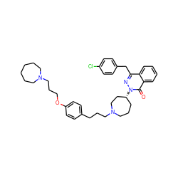 O=c1c2ccccc2c(Cc2ccc(Cl)cc2)nn1[C@@H]1CCCN(CCCc2ccc(OCCCN3CCCCCC3)cc2)CC1 ZINC000071317207