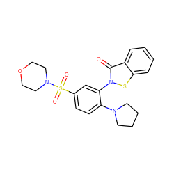 O=c1c2ccccc2sn1-c1cc(S(=O)(=O)N2CCOCC2)ccc1N1CCCC1 ZINC000003206012