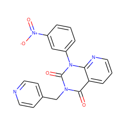 O=c1c2cccnc2n(-c2cccc([N+](=O)[O-])c2)c(=O)n1Cc1ccncc1 ZINC000000598713