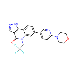 O=c1c2cn[nH]c2c2ccc(-c3ccc(N4CCOCC4)nc3)cc2n1CC(F)(F)F ZINC000205019488