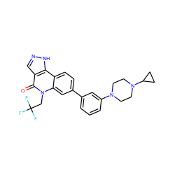 O=c1c2cn[nH]c2c2ccc(-c3cccc(N4CCN(C5CC5)CC4)c3)cc2n1CC(F)(F)F ZINC000205533392