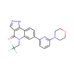 O=c1c2cn[nH]c2c2ccc(-c3cccc(N4CCOCC4)n3)cc2n1CC(F)(F)F ZINC000220098429