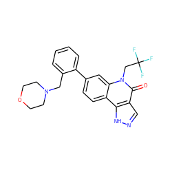 O=c1c2cn[nH]c2c2ccc(-c3ccccc3CN3CCOCC3)cc2n1CC(F)(F)F ZINC000205931347