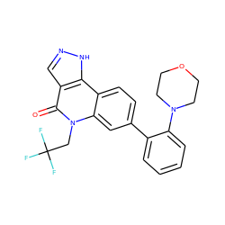 O=c1c2cn[nH]c2c2ccc(-c3ccccc3N3CCOCC3)cc2n1CC(F)(F)F ZINC000205095005