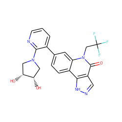 O=c1c2cn[nH]c2c2ccc(-c3cccnc3N3C[C@H](O)[C@H](O)C3)cc2n1CC(F)(F)F ZINC000220098704