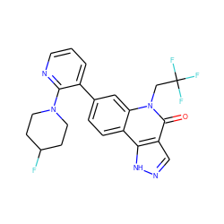 O=c1c2cn[nH]c2c2ccc(-c3cccnc3N3CCC(F)CC3)cc2n1CC(F)(F)F ZINC000205073179