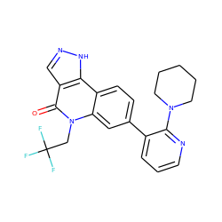 O=c1c2cn[nH]c2c2ccc(-c3cccnc3N3CCCCC3)cc2n1CC(F)(F)F ZINC000220052521