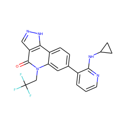 O=c1c2cn[nH]c2c2ccc(-c3cccnc3NC3CC3)cc2n1CC(F)(F)F ZINC000220099213