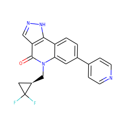 O=c1c2cn[nH]c2c2ccc(-c3ccncc3)cc2n1C[C@@H]1CC1(F)F ZINC000205505458