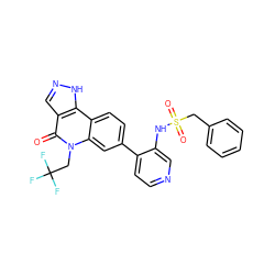 O=c1c2cn[nH]c2c2ccc(-c3ccncc3NS(=O)(=O)Cc3ccccc3)cc2n1CC(F)(F)F ZINC000220116675