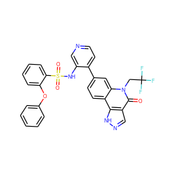 O=c1c2cn[nH]c2c2ccc(-c3ccncc3NS(=O)(=O)c3ccccc3Oc3ccccc3)cc2n1CC(F)(F)F ZINC000205529406