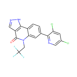 O=c1c2cn[nH]c2c2ccc(-c3ncc(Cl)cc3Cl)cc2n1CC(F)(F)F ZINC000205055411