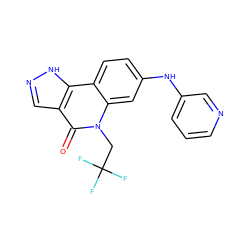 O=c1c2cn[nH]c2c2ccc(Nc3cccnc3)cc2n1CC(F)(F)F ZINC000205103756