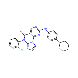 O=c1c2cnc(Nc3ccc(C4CCCCC4)cc3)nc2n2ccnc2n1-c1ccccc1Cl ZINC000143929099