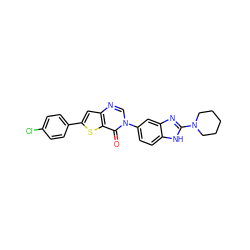 O=c1c2sc(-c3ccc(Cl)cc3)cc2ncn1-c1ccc2[nH]c(N3CCCCC3)nc2c1 ZINC000040764221